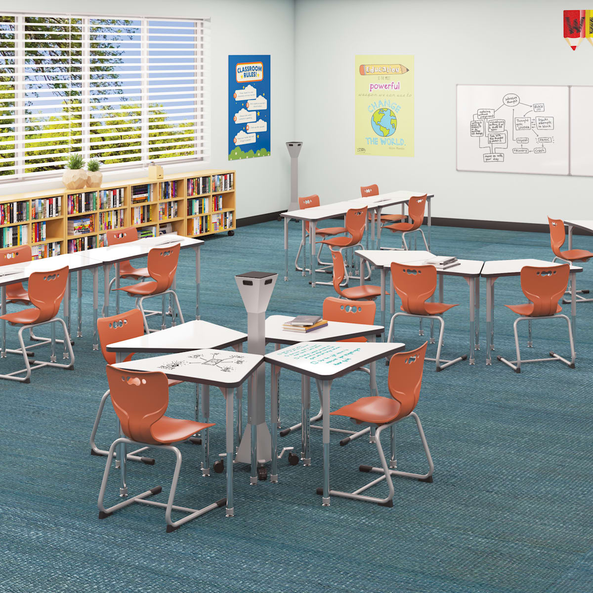 Hierarchy Beam Desk + Porcelain Steel Dry Erase Whiteboard Top, 34.4" W x 23.9" D, LIFETIME WARRANTY