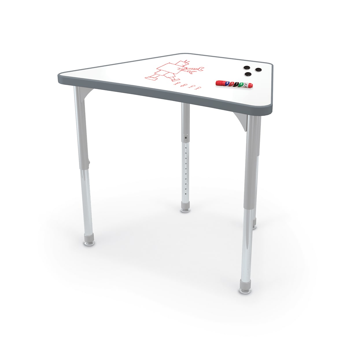 Hierarchy Beam Desk + Porcelain Steel Dry Erase Whiteboard Top, 34.4" W x 23.9" D, LIFETIME WARRANTY