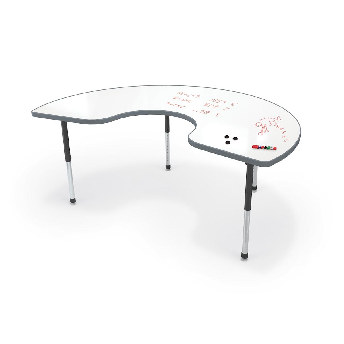 Hierarchy Kidney Activity Table + Porcelain Steel Dry Erase Whiteboard Top, 72" W x 48" D, LIFETIMEWARRANTY