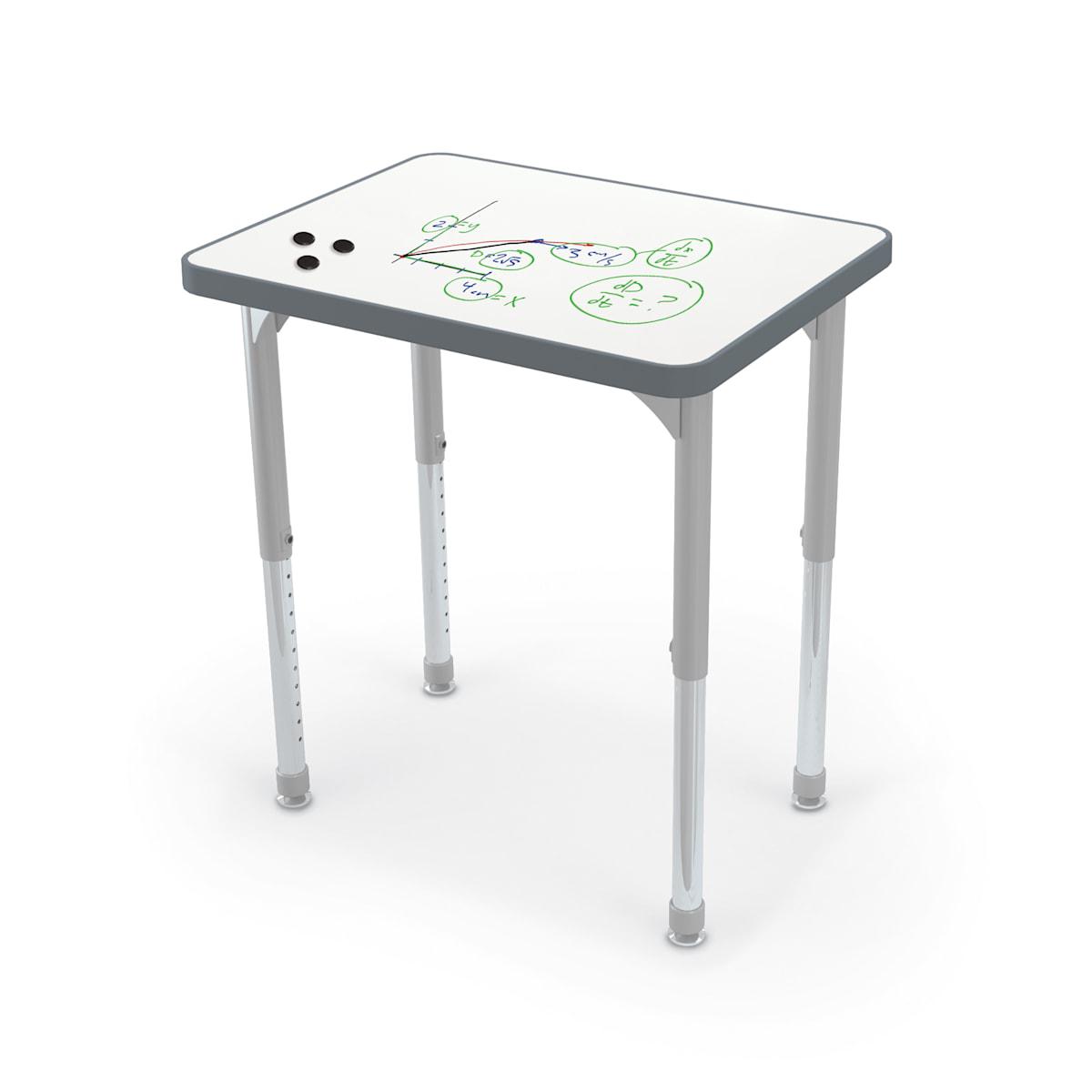 Hierarchy Rectangle Desk + Porcelain Steel Dry Erase Whiteboard Top, 34.4" W x 23.9" D, LIFETIME WARRANTY