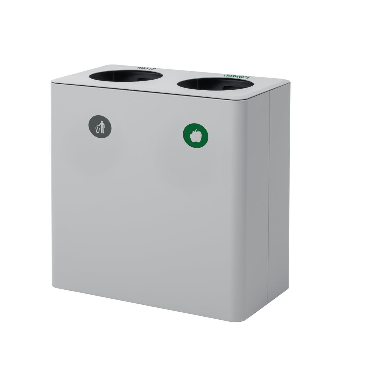 Dunk Indoor Double Compartment Compartment Painted Steel Waste Receptacle, 25-1/4" W x 13-3/8" D x 25-5/8" H
