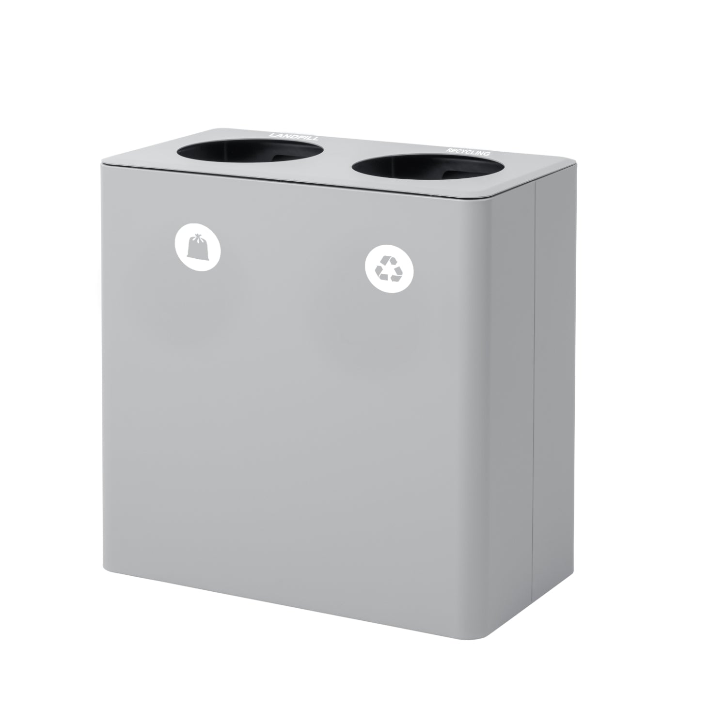 Dunk Indoor Double Compartment Compartment Painted Steel Waste Receptacle, 25-1/4" W x 13-3/8" D x 25-5/8" H