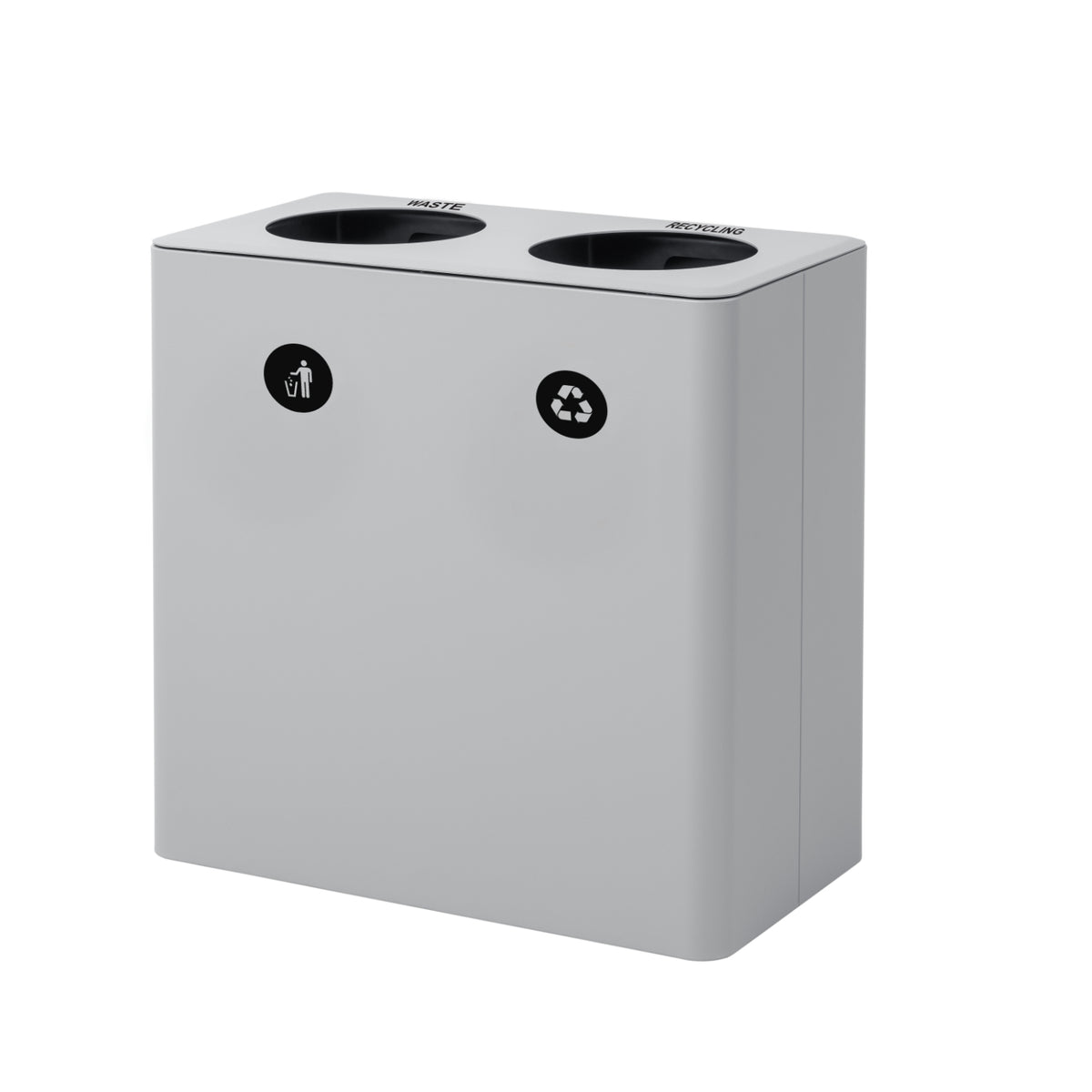 Dunk Indoor Double Compartment Compartment Painted Steel Waste Receptacle, 25-1/4" W x 13-3/8" D x 25-5/8" H