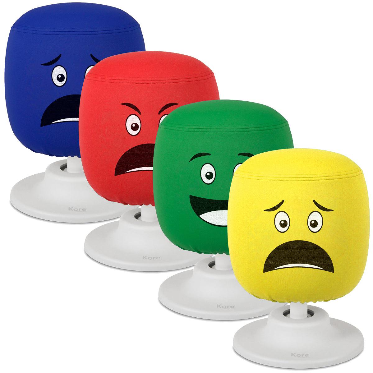 Kore Design SEL Replacement Covers for Kids Adjustable Pivot Stools, Set of 4 Facial Expressions ( "Sad", "Happy", "Worry", and "Angry")