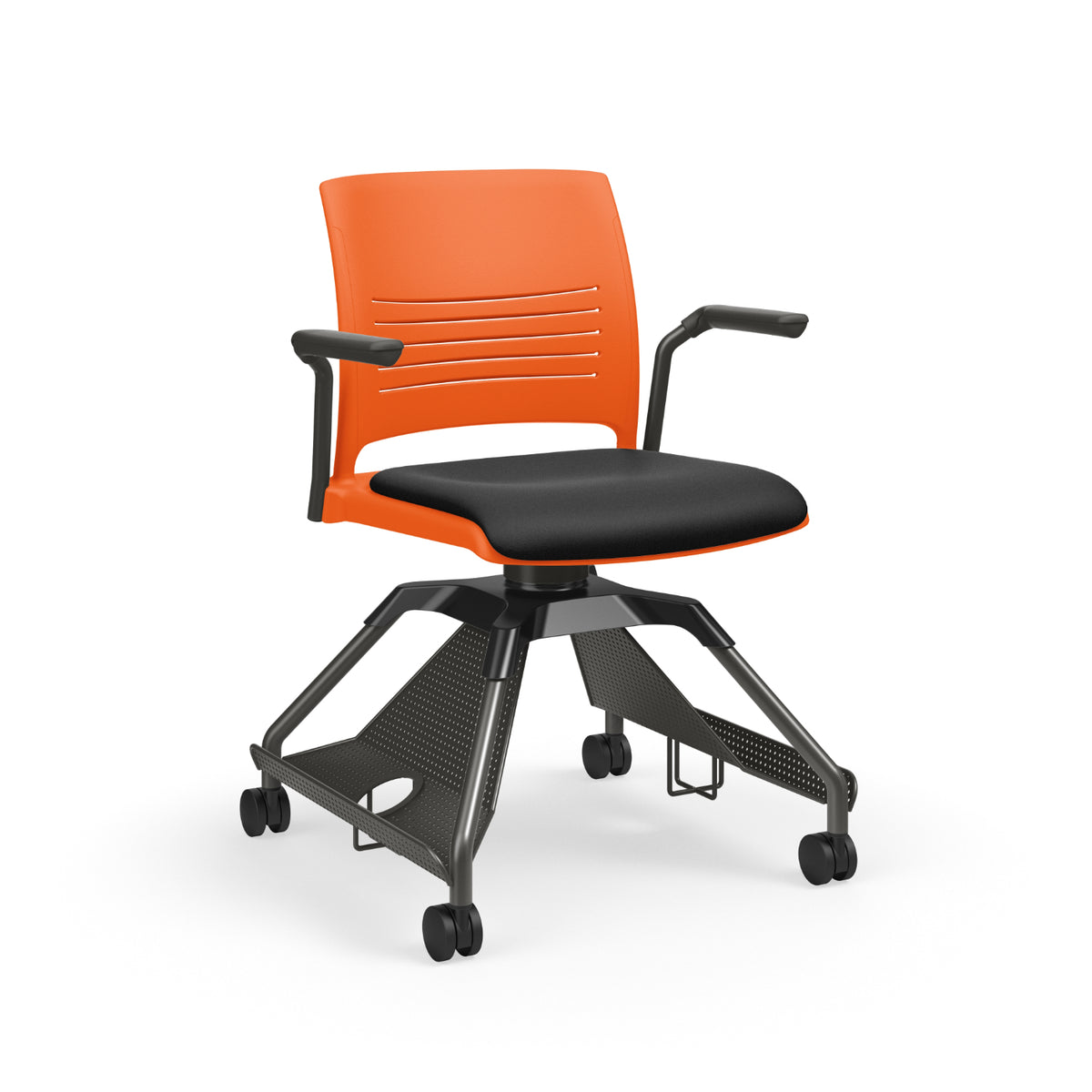 Learn2® Strive Mobile Seating Cantilever Armchair with Cup Holder/Accessory Rack, Upholstered Seat/Polypropylene Back, FREE SHIPPING