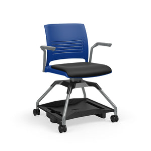 Learn2® Strive Mobile Seating Cantilever Armchair with Poly Bookbag Rack, Upholstered Seat/Polypropylene Back, FREE SHIPPING
