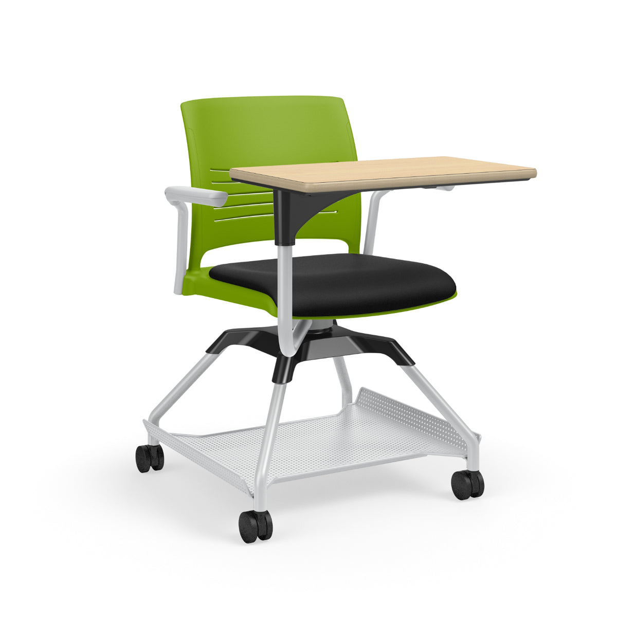 Learn2® Strive Mobile Seating, Cantilever Armchair with Laminate Worksurface, Flat Accessory Rack Upholstered Seat/Polypropylene Back, FREE SHIPPING