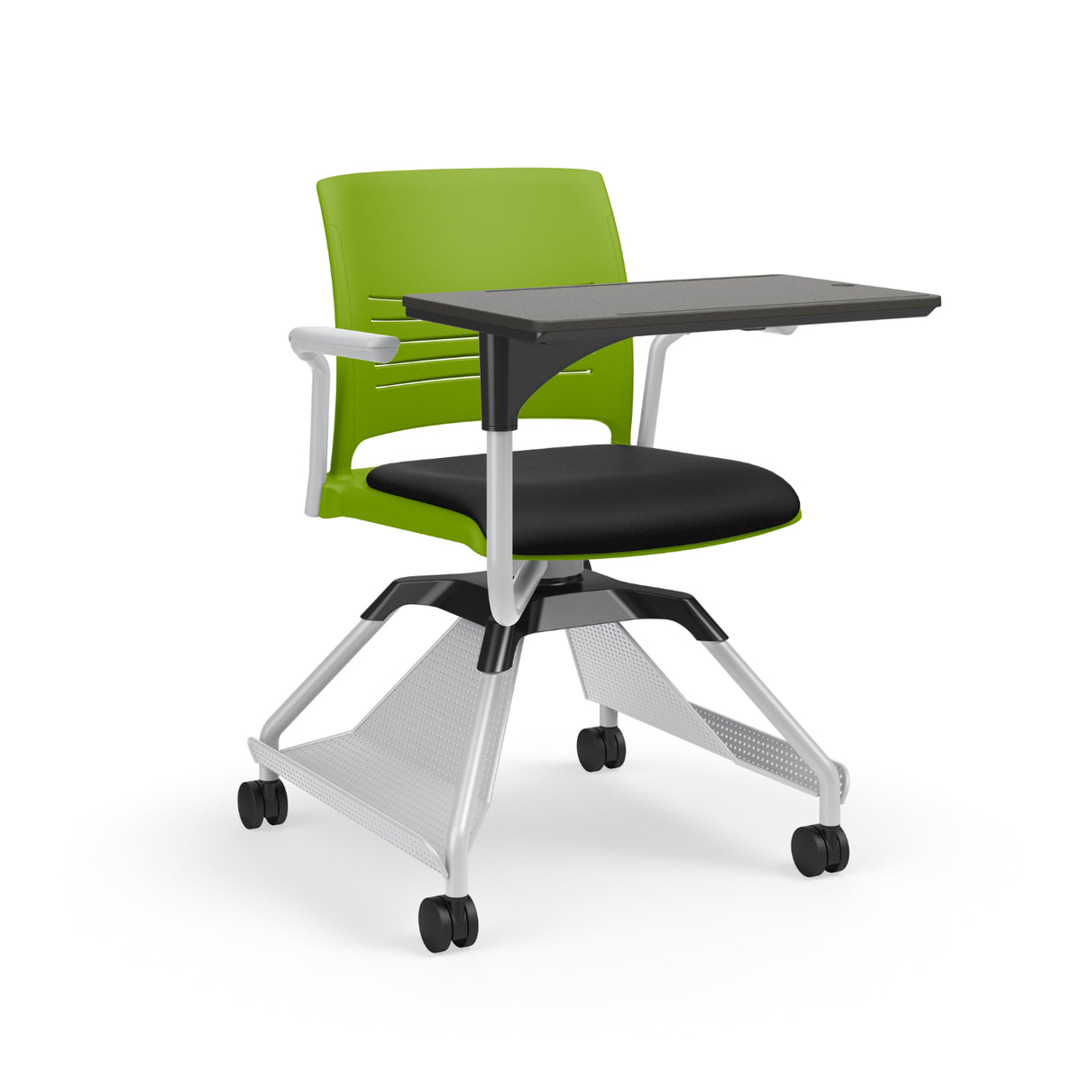 Learn2® Strive Mobile Seating, Cantilever Armchair with Plastic Worksurface, Accessory Rack Upholstered Seat/Polypropylene Back, FREE SHIPPING