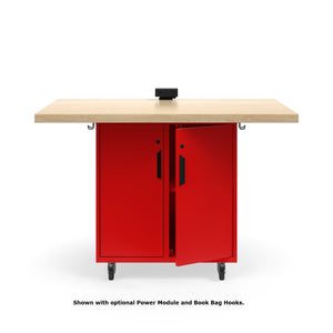 Ruckus Mobile Worktable, Single-Faced 2x2 Cubby Storage with Doors, 54" W x 30" D, 1-3/4" Maple Butcher Block Wood Top, FREE SHIPPING