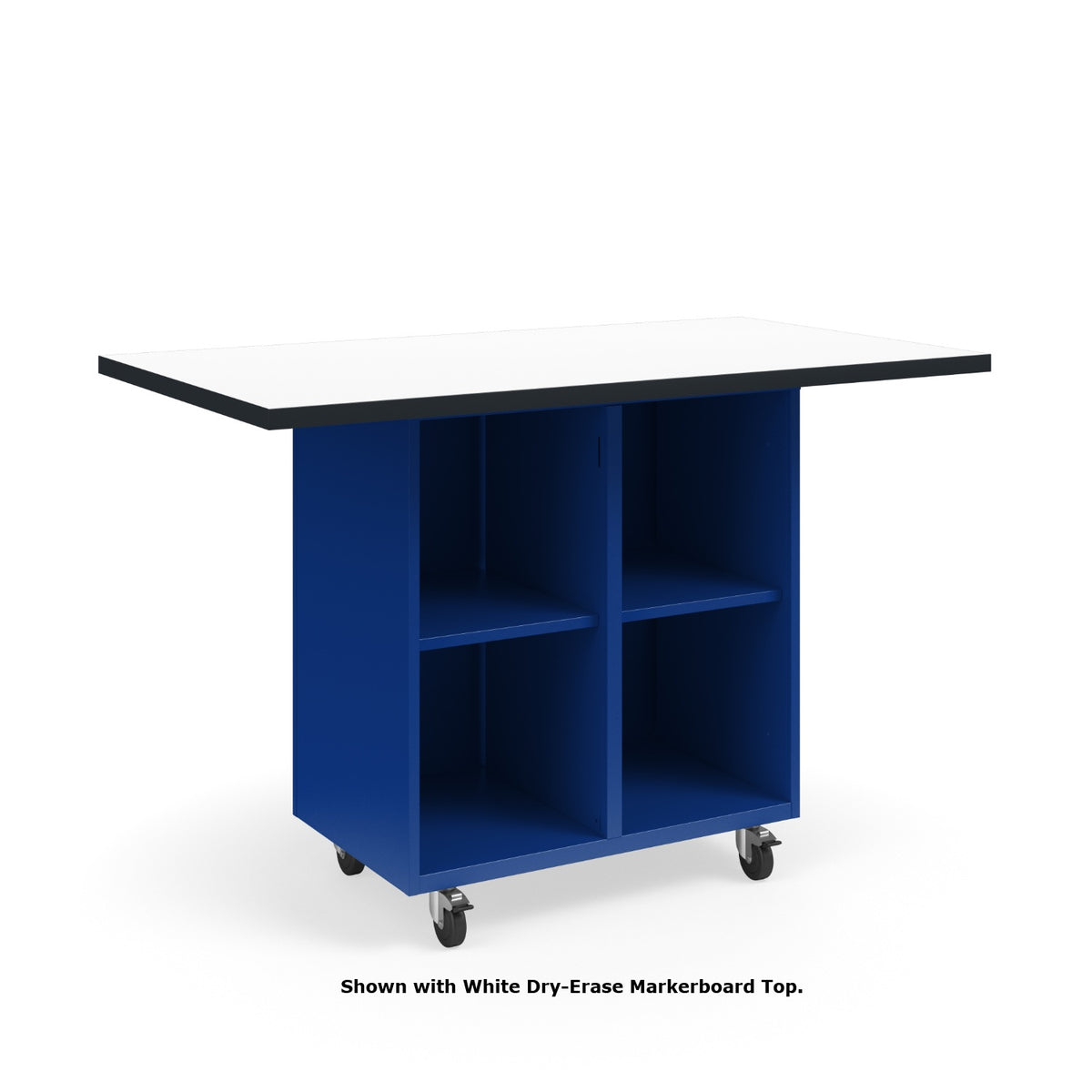 KI Ruckus Mobile Worktable, Single-Faced 2x2 Open Cubby Storage, 54" W x 30" D, 1-1/4" Laminate Top, FREE SHIPPING