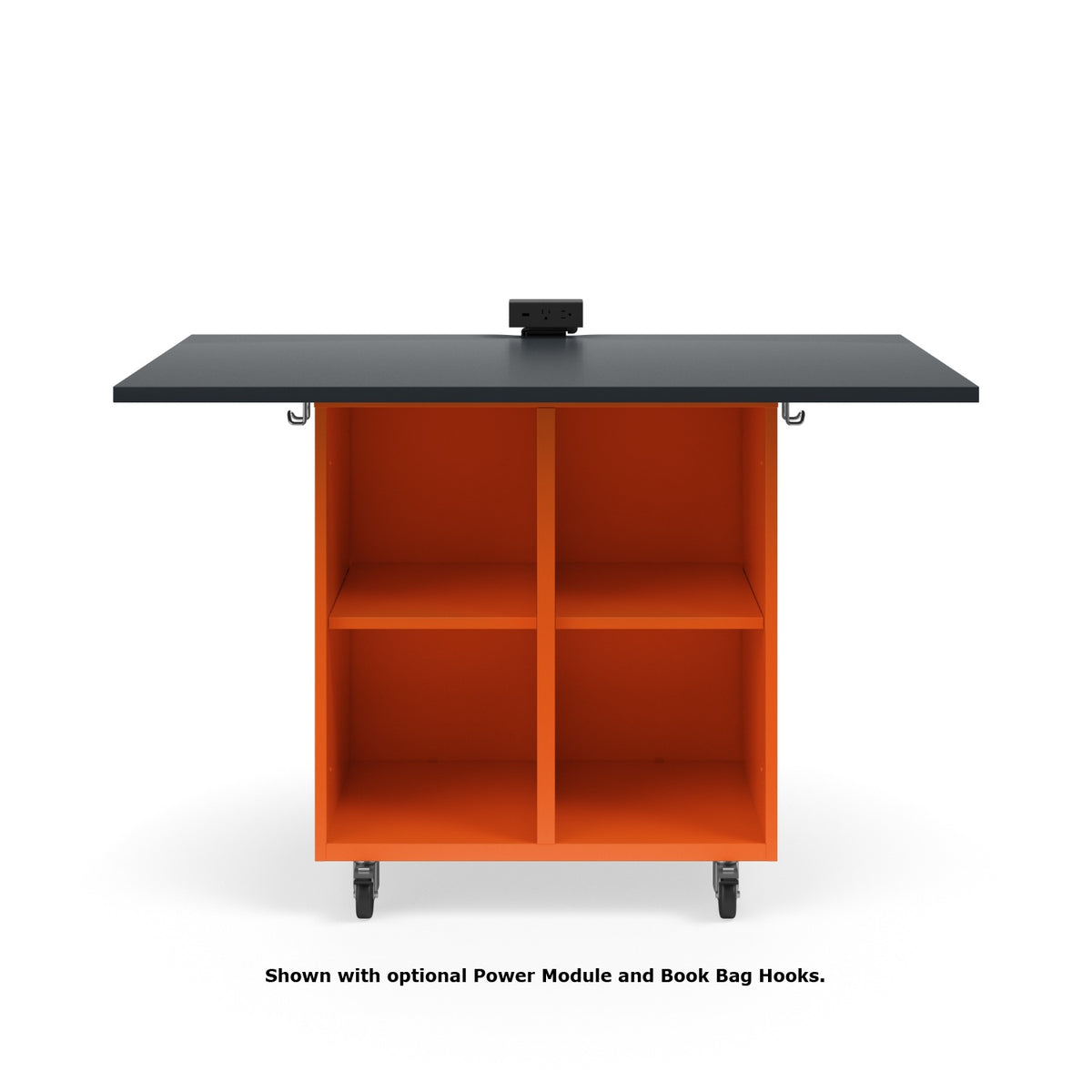 KI Ruckus Mobile Worktable, Single-Faced 2x2 Open Cubby Storage, 54" W x 30" H", 1" Black Phenolic Resin Top, FREE SHIPPING