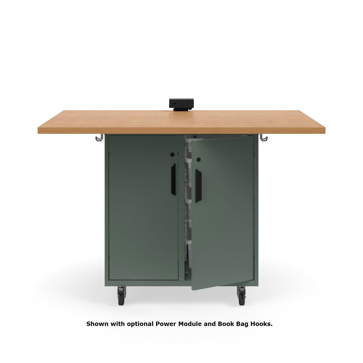 KI Ruckus Mobile Worktable, Single-Faced Tote Storage with Doors, 54" W x 30" D, (6) 6" & (2) 3" Totes, 1-1/4" Laminate Top, FREE SHIPPING