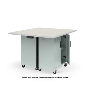Ruckus Mobile Worktable, Double-Faced 2x2 Cubby Storage with Doors, 54" W x 48" D, 1-1/4" Laminate Top, FREE SHIPPING