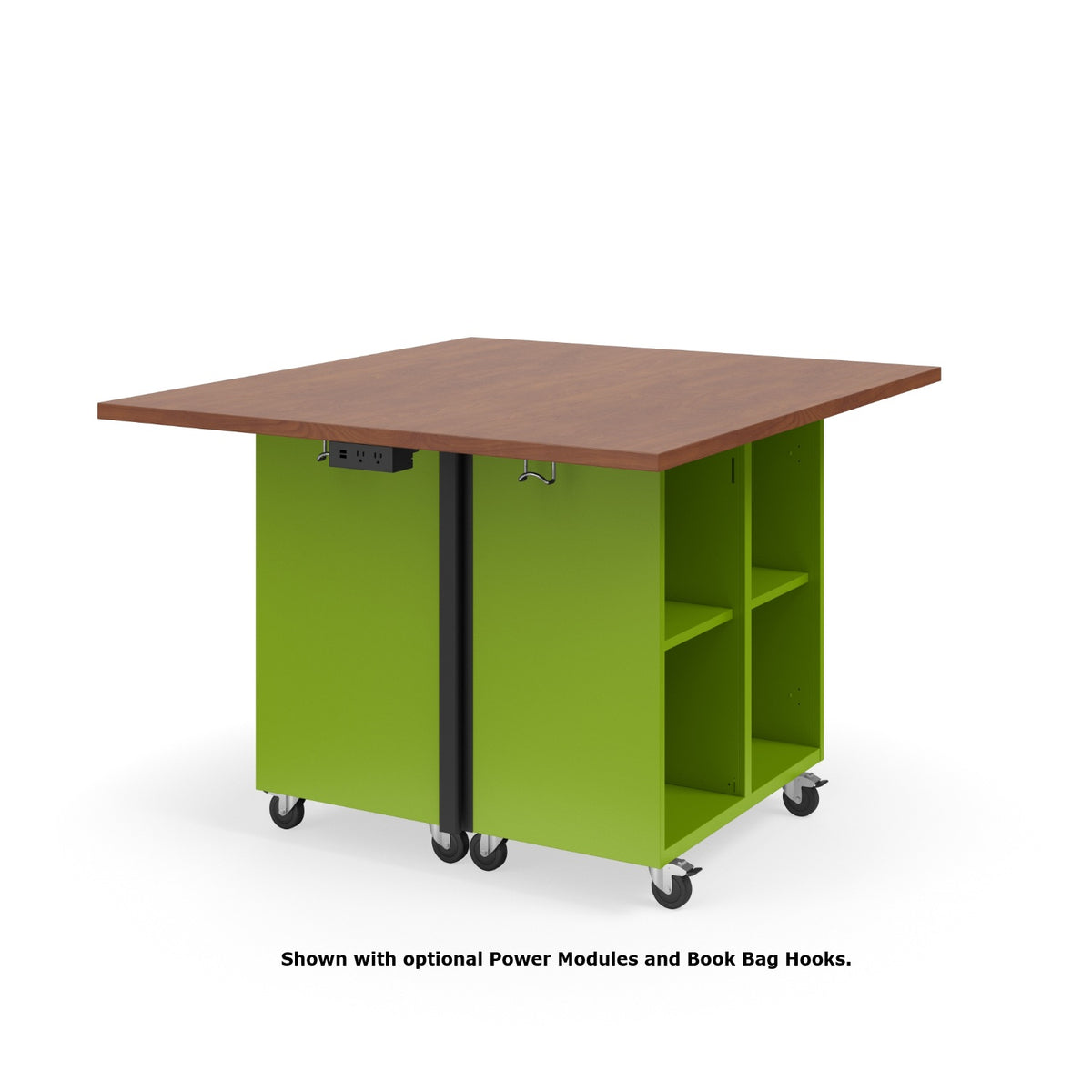 KI Ruckus Mobile Worktable, Double-Faced 2x2 Open Cubby Storage, 54" W x 48" D, 1-1/4" Laminate Top, FREE SHIPPING