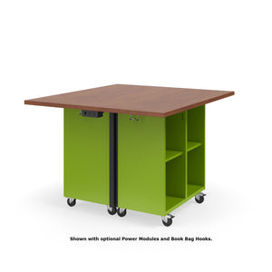 Ruckus Mobile Worktable, Double-Faced 2x2 Open Cubby Storage, 54" W x 48" D, 1-1/4" Laminate Top, FREE SHIPPING