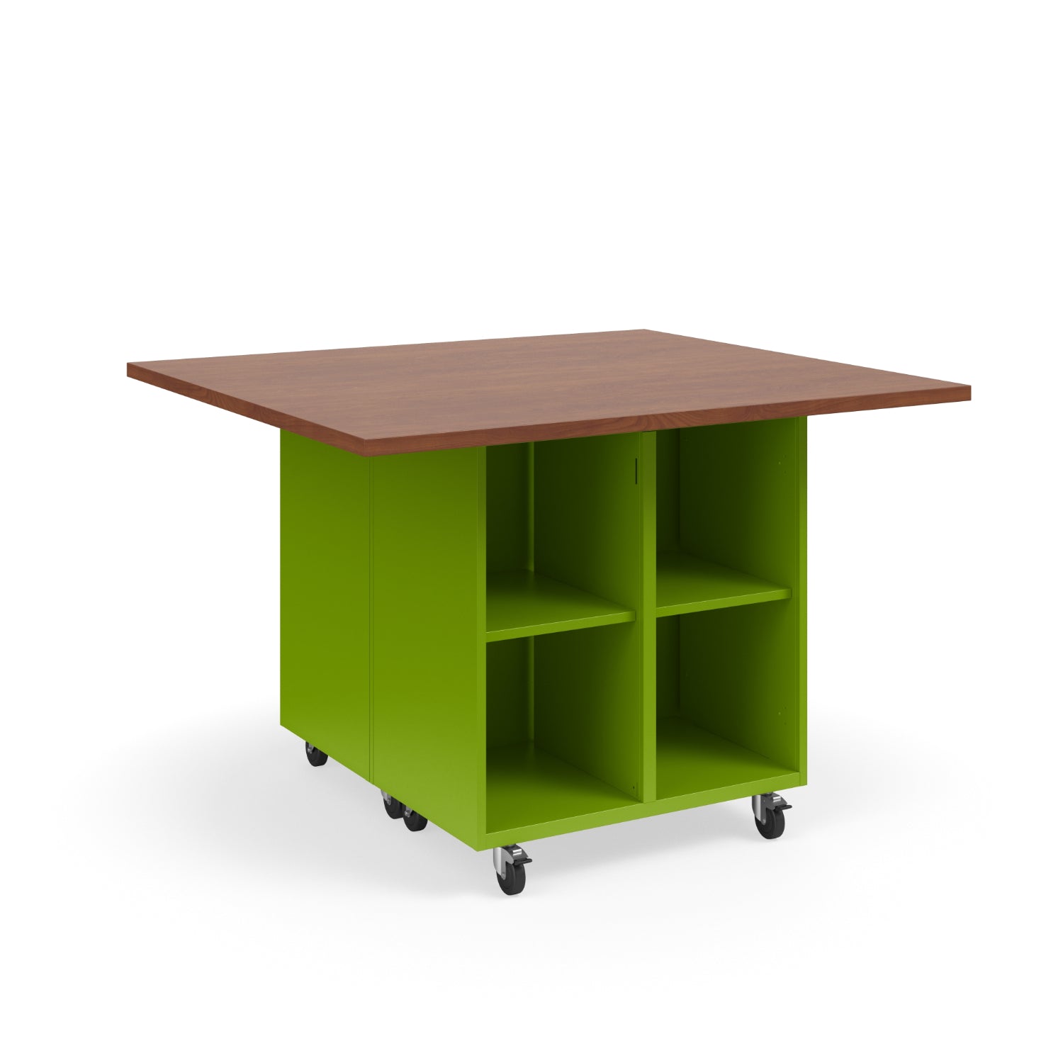 Ruckus Mobile Worktable, Double-Faced 2x2 Open Cubby Storage, 54" W x 48" D, 1-1/4" Laminate Top, FREE SHIPPING