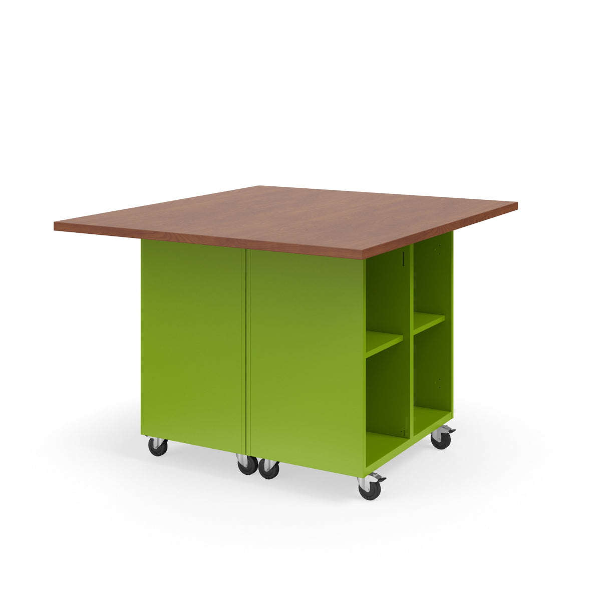 KI Ruckus Mobile Worktable, Double-Faced 2x2 Open Cubby Storage, 54" W x 48" D, 1-1/4" Laminate Top, FREE SHIPPING