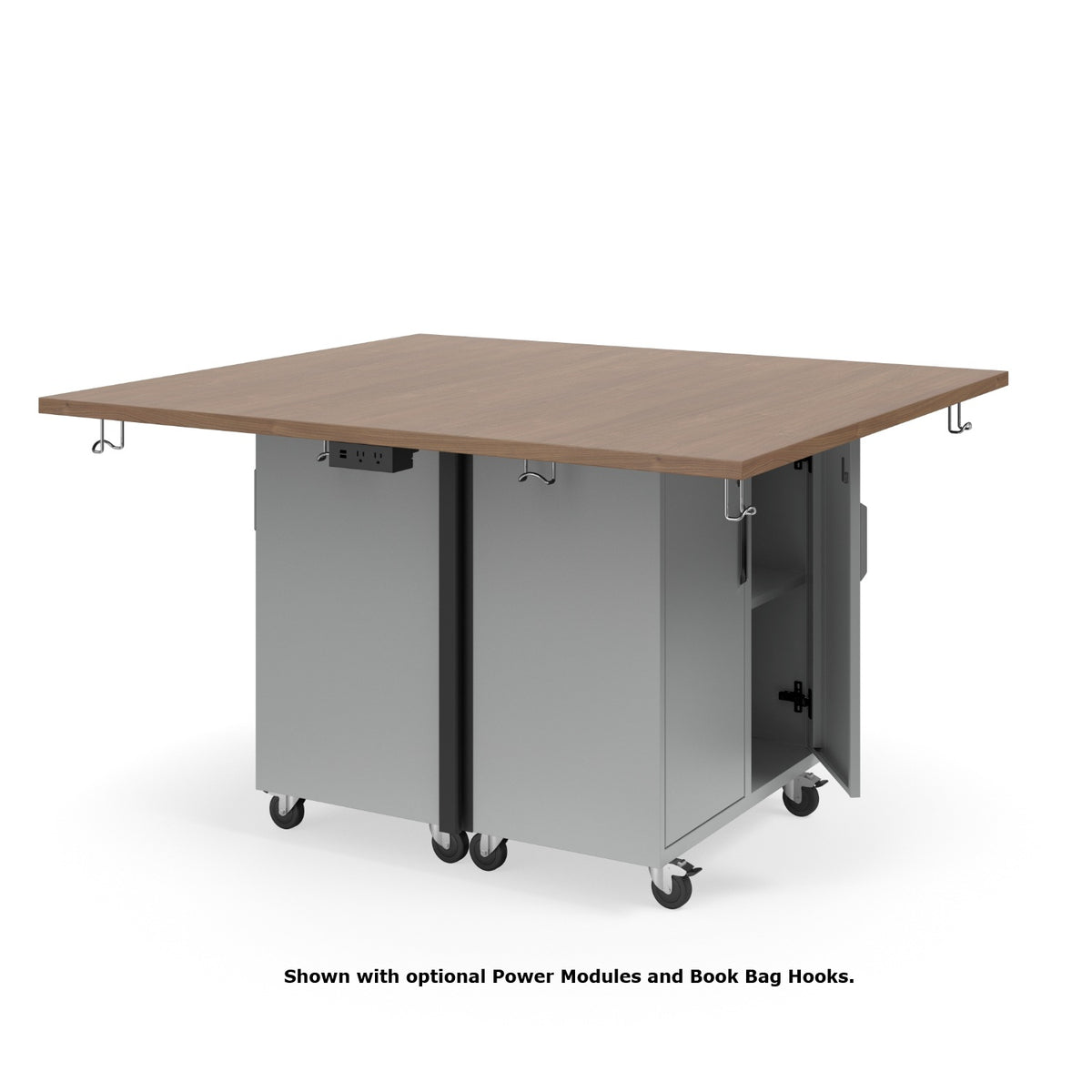 KI Ruckus Mobile Worktable, Double-Faced 2x2 Cubby Storage with Doors, 54" W x 60" D, 1-1/4" Laminate Top, FREE SHIPPING