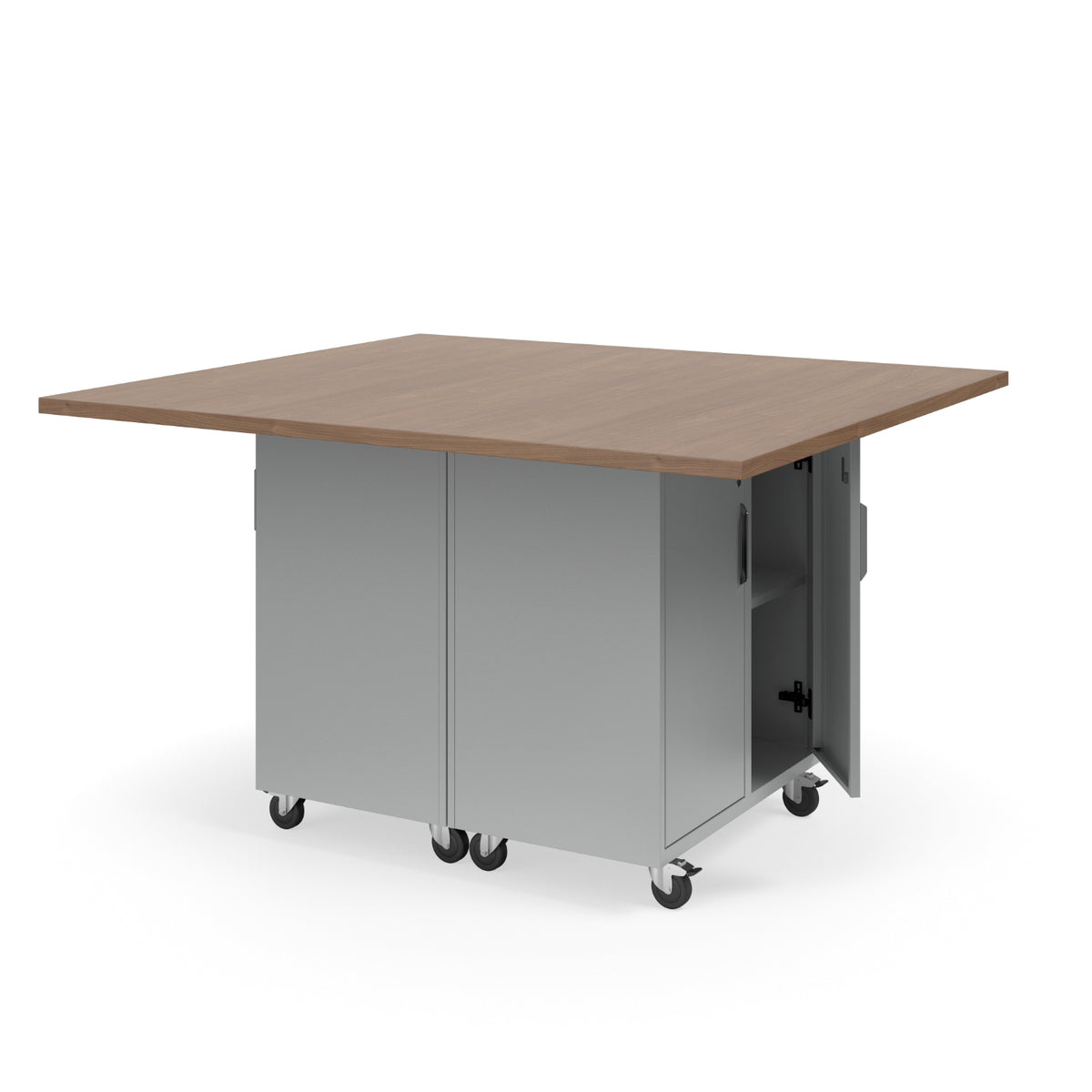 KI Ruckus Mobile Worktable, Double-Faced 2x2 Cubby Storage with Doors, 54" W x 60" D, 1-1/4" Laminate Top, FREE SHIPPING