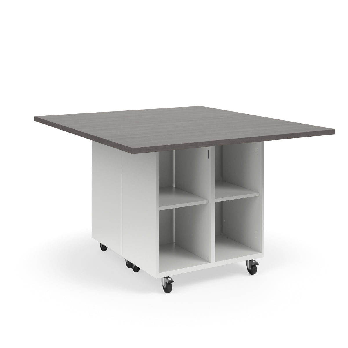 KI Ruckus Mobile Worktable, Double-Faced 2x2 Open Cubby Storage, 54" W x 60" D, 1-1/4" Laminate Top, FREE SHIPPING
