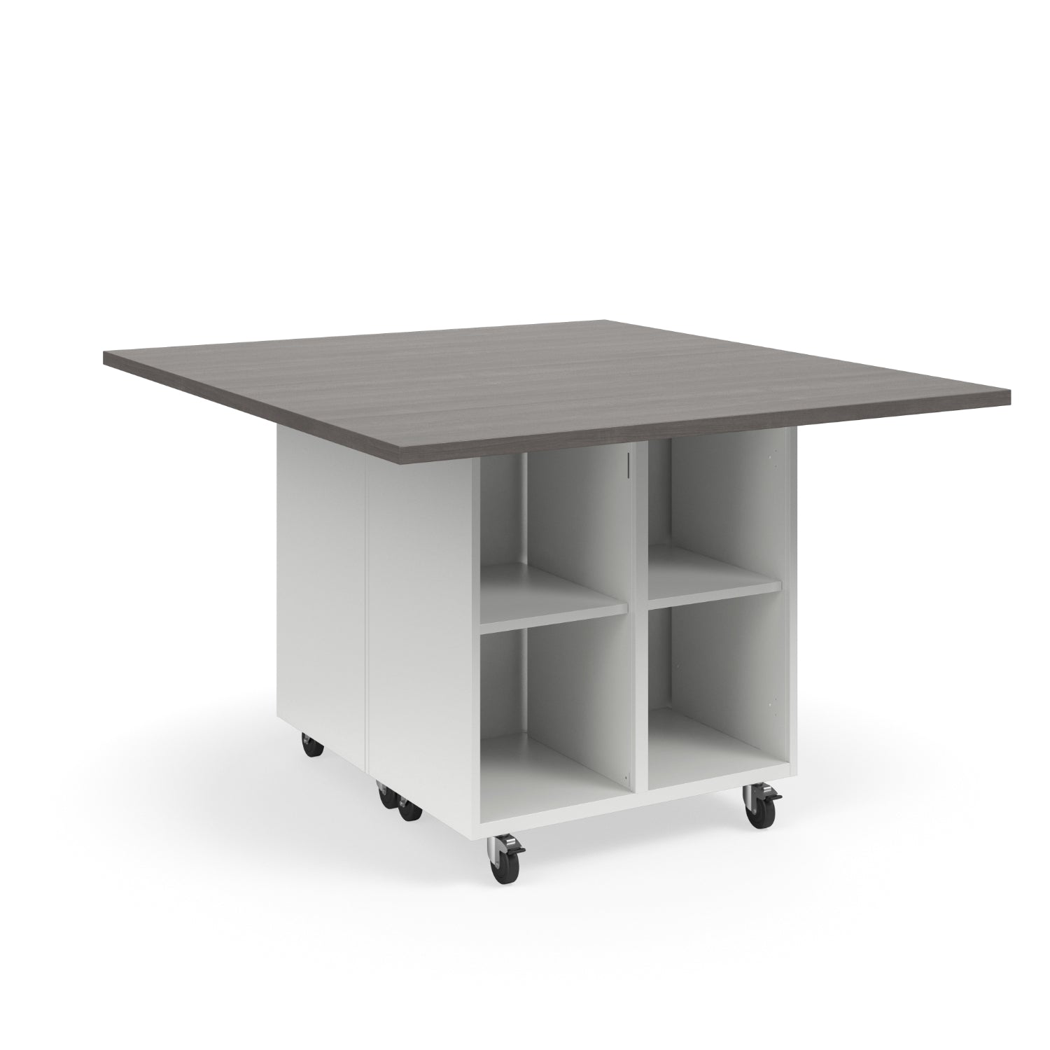 KI Ruckus Mobile Worktable, Double-Faced 2x2 Open Cubby Storage, 54" W x 60" D, 1-1/4" Laminate Top, FREE SHIPPING