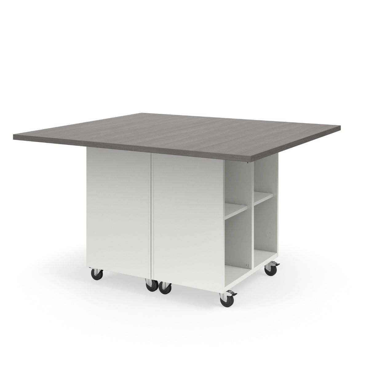 KI Ruckus Mobile Worktable, Double-Faced 2x2 Open Cubby Storage, 54" W x 60" D, 1-1/4" Laminate Top, FREE SHIPPING