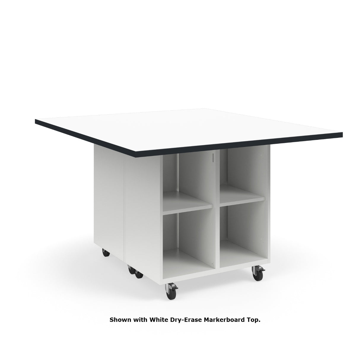 KI Ruckus Mobile Worktable, Double-Faced 2x2 Open Cubby Storage, 54" W x 60" D, 1-1/4" Laminate Top, FREE SHIPPING