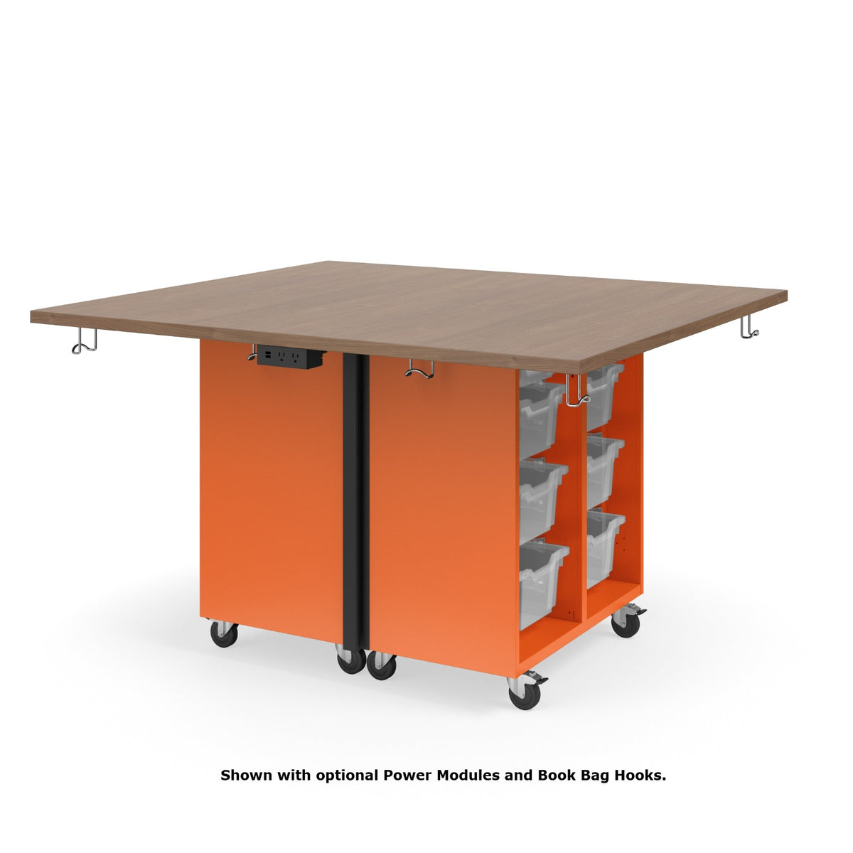 KI Ruckus Mobile Worktable, Double-Faced Open Cubby and Tote Storage, 54" W x 60" D, (6) 6" & (2) 3" Totes, 1-1/4" Laminate Top, FREE SHIPPING