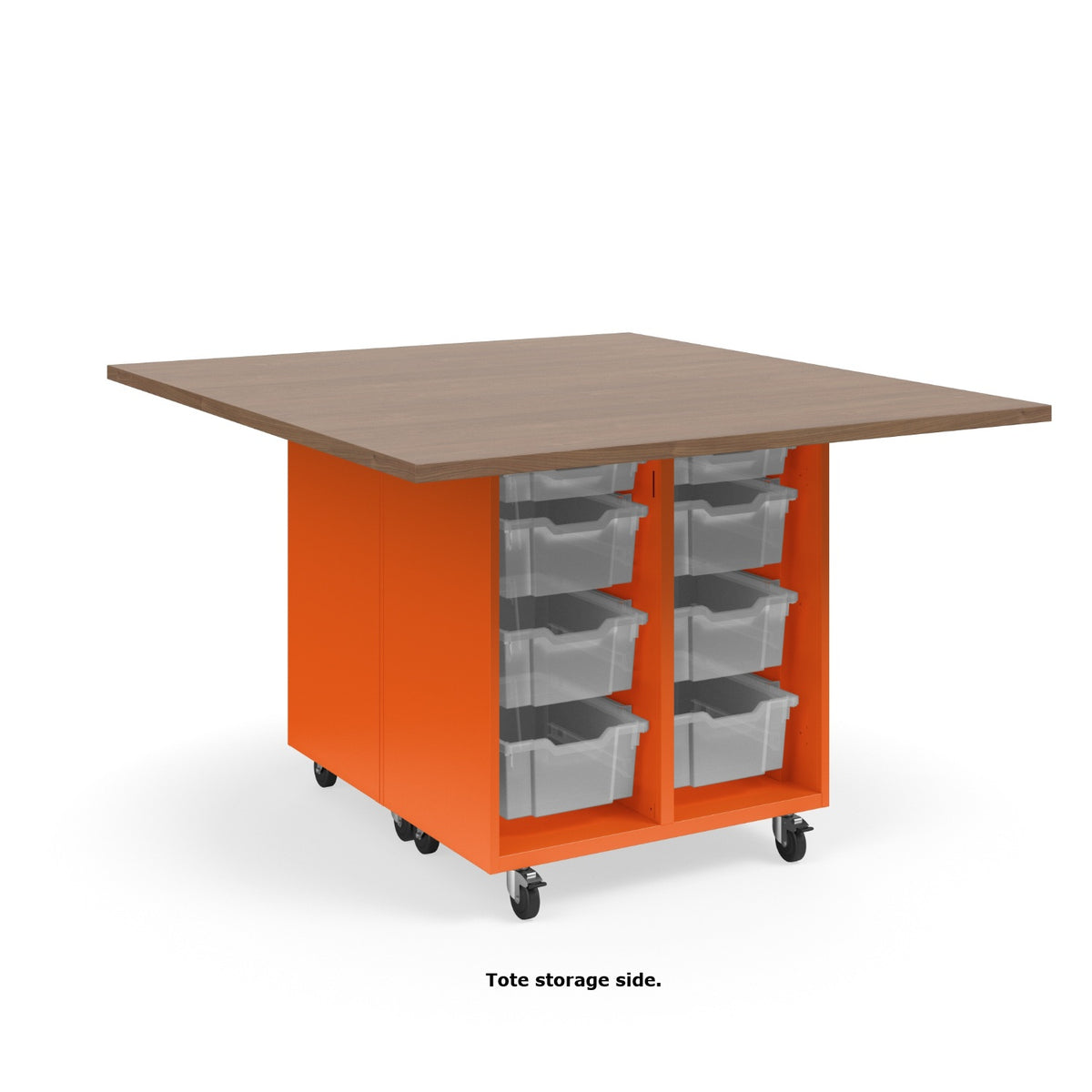 KI Ruckus Mobile Worktable, Double-Faced Open Cubby and Tote Storage, 54" W x 60" D, (6) 6" & (2) 3" Totes, 1-1/4" Laminate Top, FREE SHIPPING