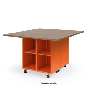 Ruckus Mobile Worktable, Double-Faced Open Cubby and Tote Storage, 54" W x 60" D, (6) 6" & (2) 3" Totes, 1-1/4" Laminate Top, FREE SHIPPING