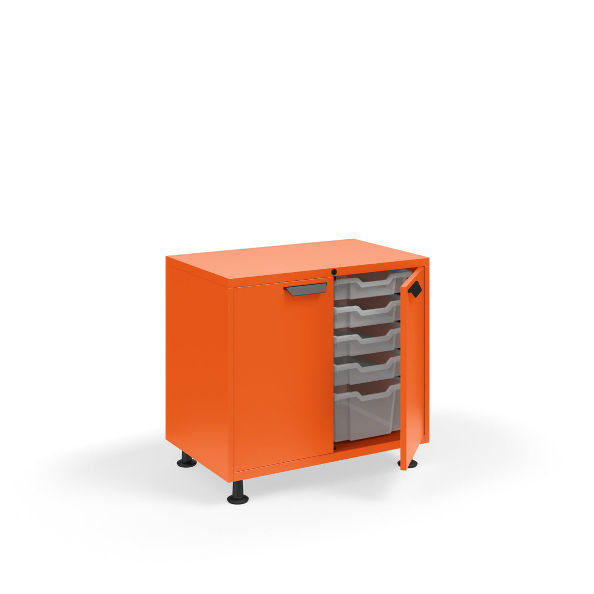 KI Ruckus Tote Storage, Short 2-Column Unit with Doors and (8) 3" and (2) 6" Totes, FREE SHIPPING