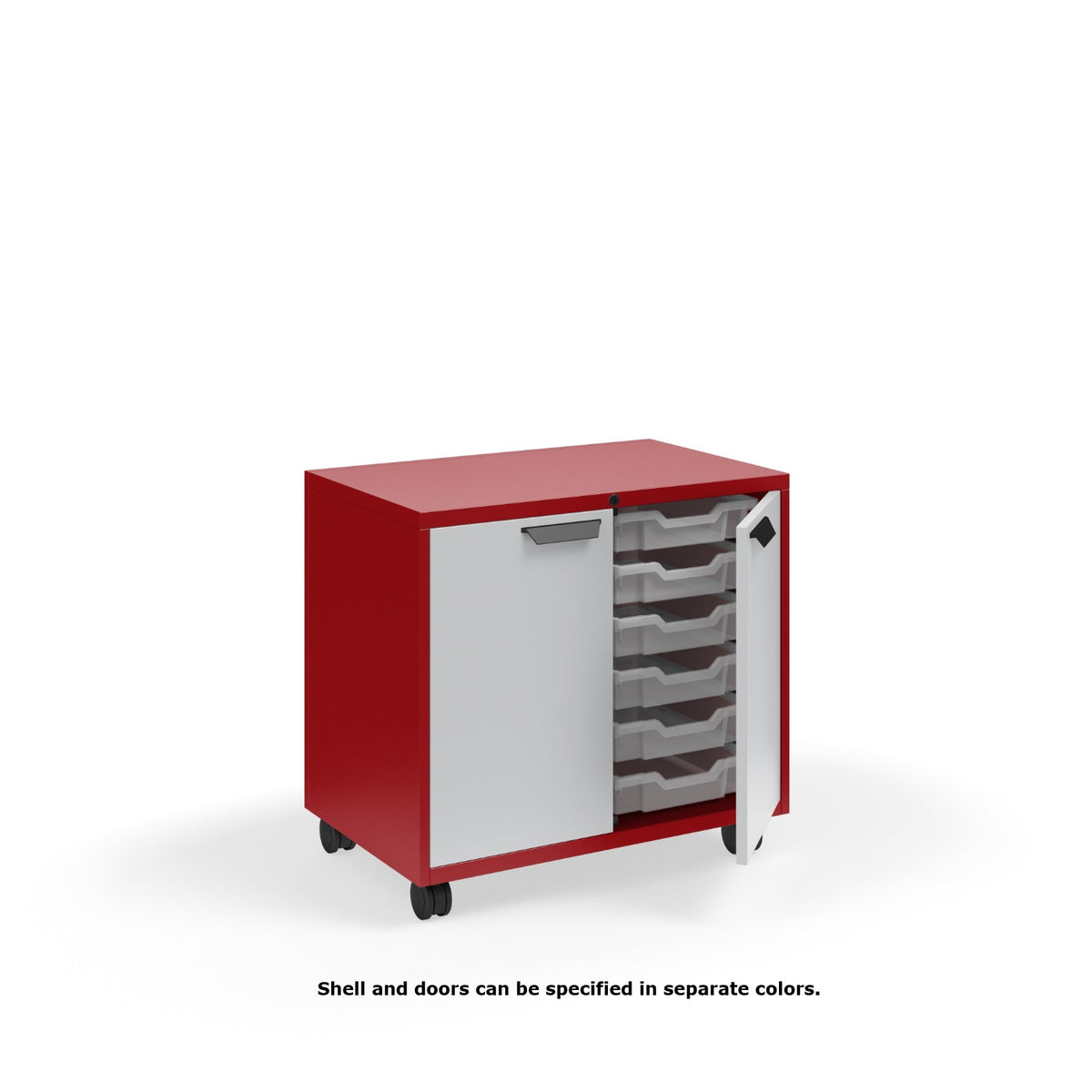 KI Ruckus Tote Storage, Short 2-Column Unit with Doors and (12) 3" Totes, FREE SHIPPING