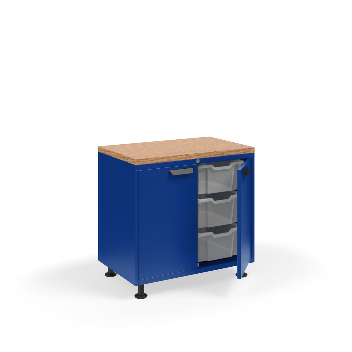 KI Ruckus Tote Storage with Laminate Top, Short 2-Column Unit with Doors and (6) 6" Totes, FREE SHIPPING