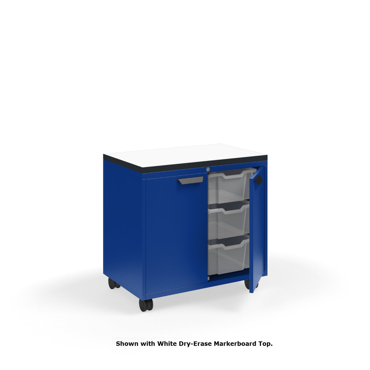 KI Ruckus Tote Storage with Laminate Top, Short 2-Column Unit with Doors and (6) 6" Totes, FREE SHIPPING