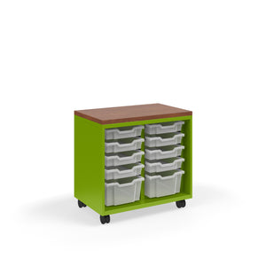 Ruckus Tote Storage with Laminate Top, Short 2-Column Open Unit with (8) 3" Totes  and (2) 6" Totes, FREE SHIPPING