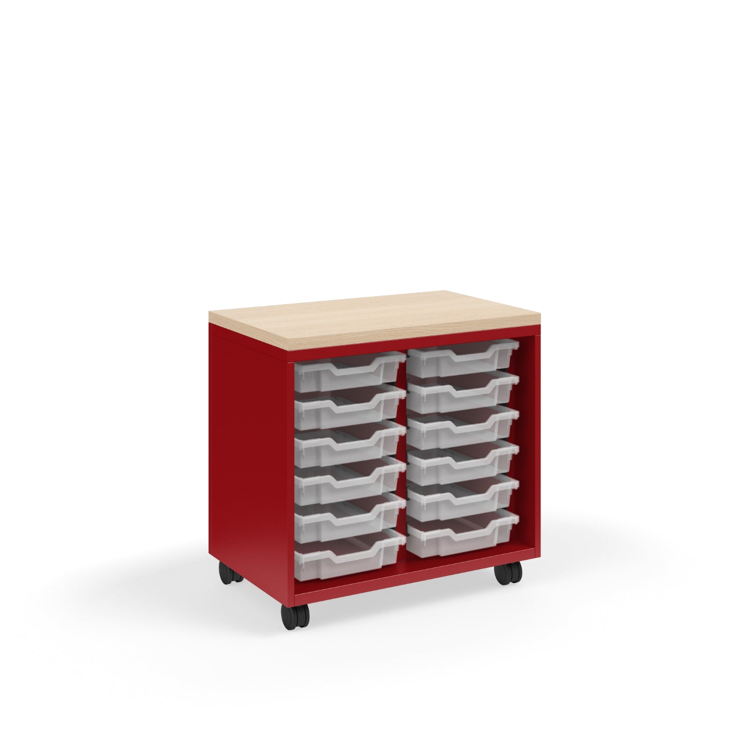 KI Ruckus Tote Storage with Laminate Top, Short 2-Column Open Unit with (12) 3" Totes, FREE SHIPPING