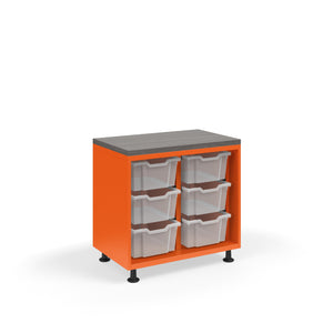 Ruckus Tote Storage with Laminate Top, Short 2-Column Open Unit with (6) 6" Totes, FREE SHIPPING