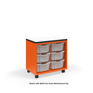 Ruckus Tote Storage with Laminate Top, Short 2-Column Open Unit with (6) 6" Totes, FREE SHIPPING