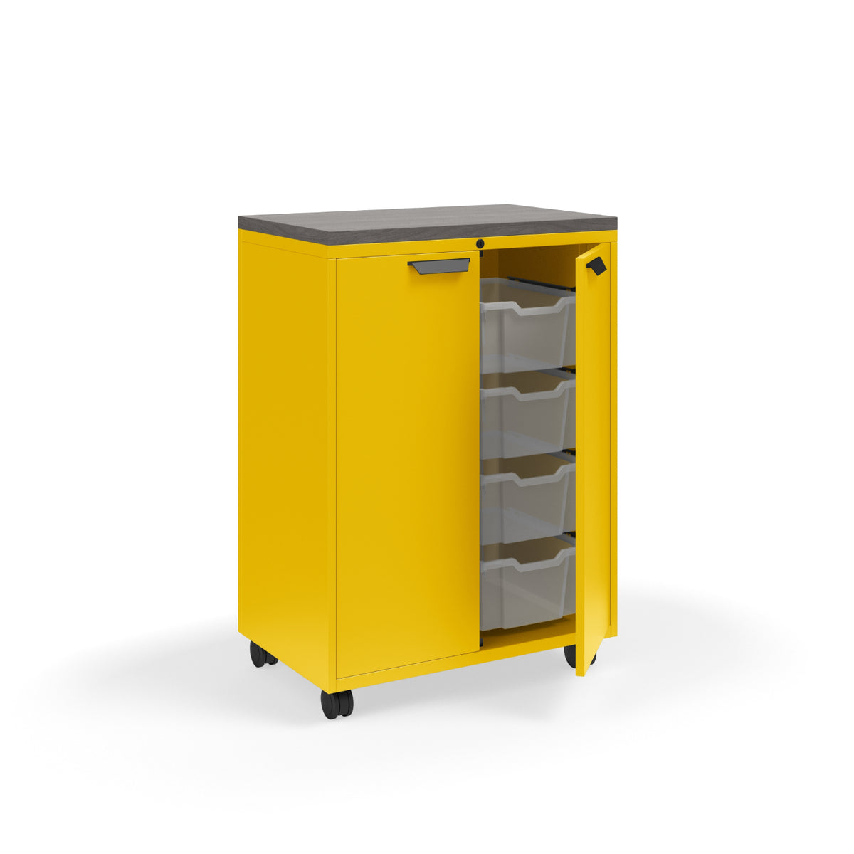 KI Ruckus Tote Storage with Laminate Top, Tall 2-Column Unit with Doors and (8) 6" Totes, FREE SHIPPING