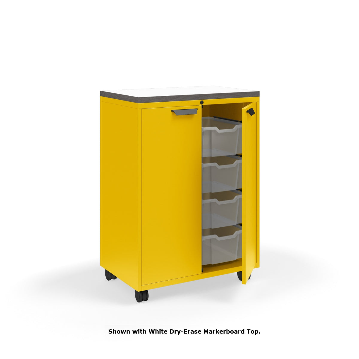 KI Ruckus Tote Storage with Laminate Top, Tall 2-Column Unit with Doors and (8) 6" Totes, FREE SHIPPING
