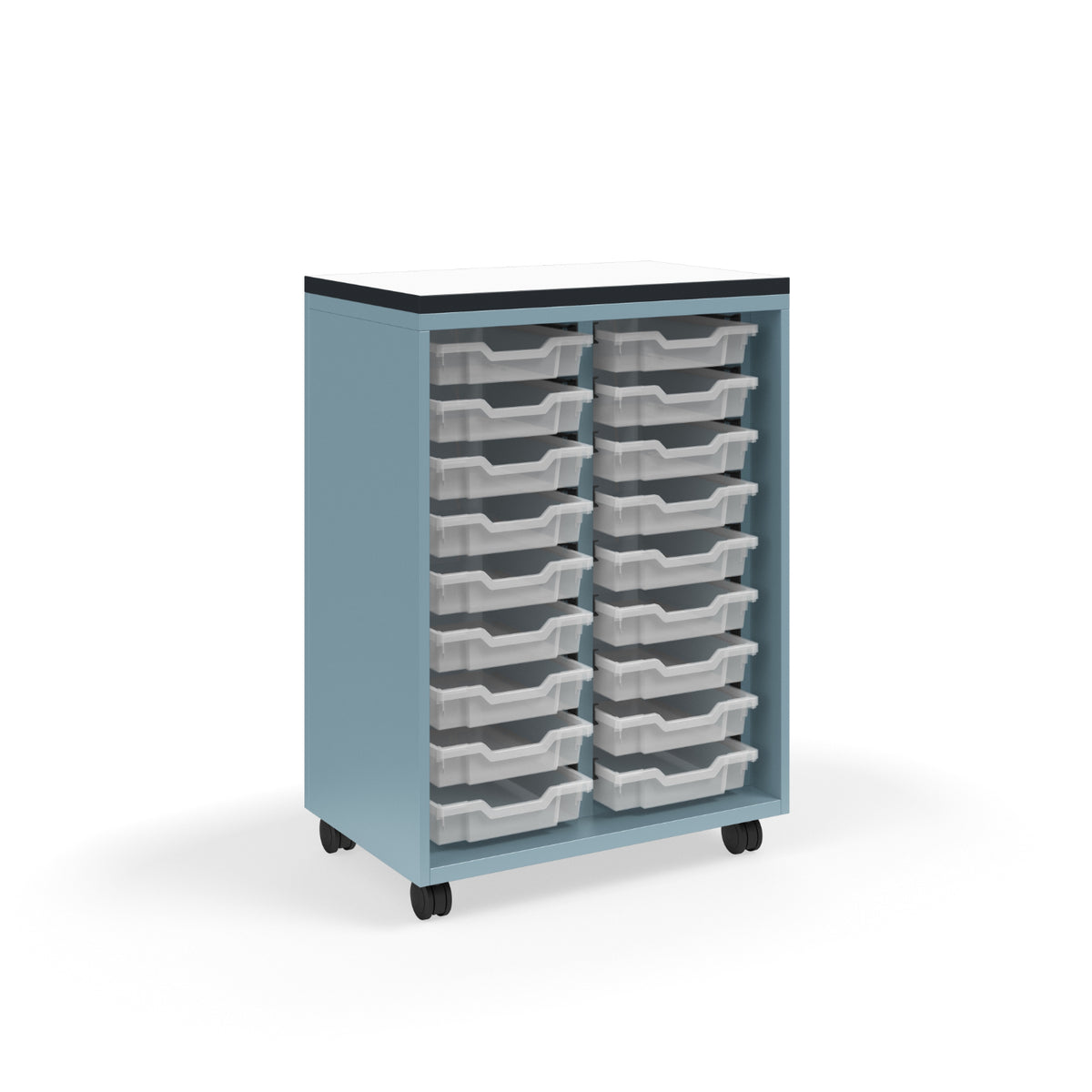 KI Ruckus Tote Storage with Laminate Top, Tall 2-Column Open Unit with (18) 3" Totes, FREE SHIPPING