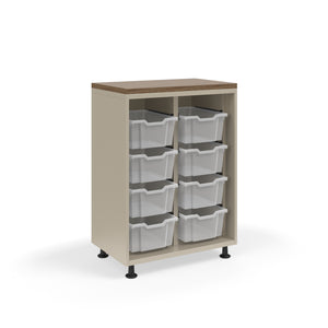 Ruckus Tote Storage with Laminate Top, Tall 2-Column Open Unit with (8) 6" Totes, FREE SHIPPING