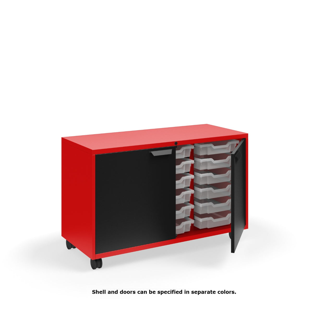 KI Ruckus Tote Storage, Short 3-Column Unit with Doors and (18) 3" Totes, FREE SHIPPING