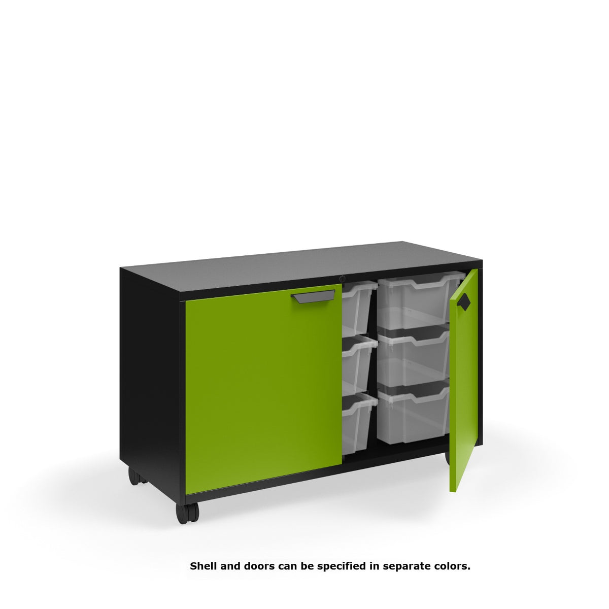 KI Ruckus Tote Storage, Short 3-Column Unit with Doors and (9) 6" Totes, FREE SHIPPING