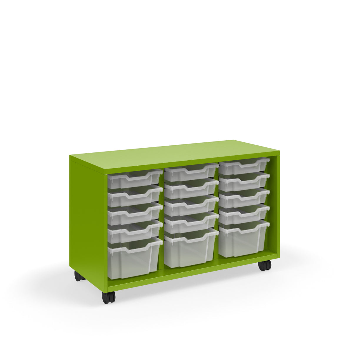 KI Ruckus Tote Storage, Short 3-Column Open Unit with (12) 3" Totes and (3) 6" Totes, FREE SHIPPING