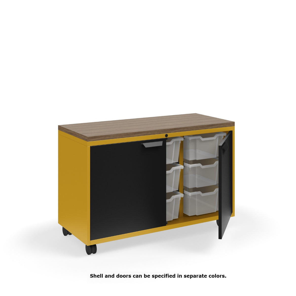 KI Ruckus Tote Storage with Laminate Top, Short 3-Column Unit with Doors and (9) 6" Totes, FREE SHIPPING