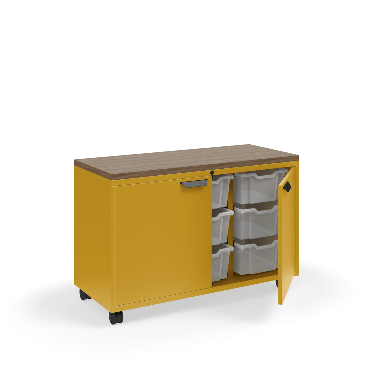 KI Ruckus Tote Storage with Laminate Top, Short 3-Column Unit with Doors and (9) 6" Totes, FREE SHIPPING