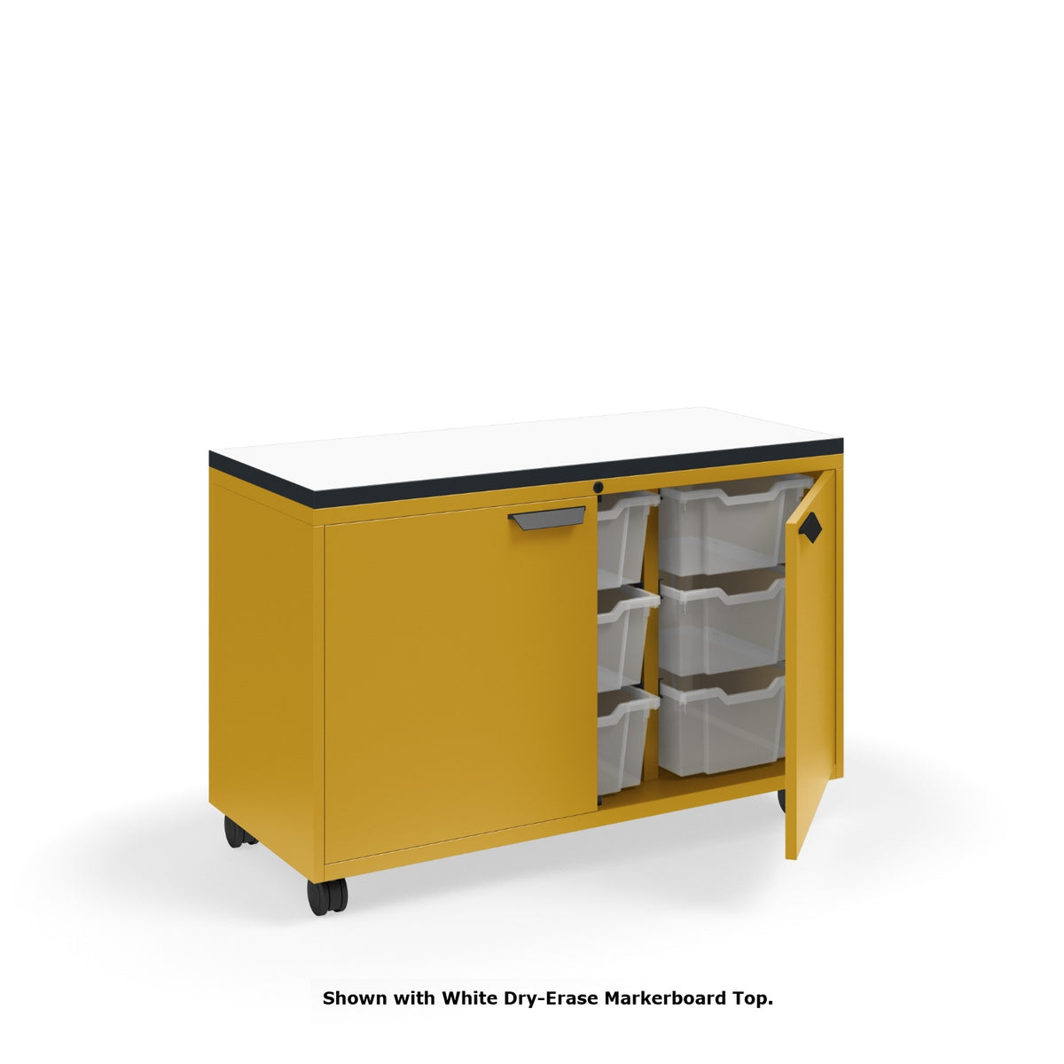 KI Ruckus Tote Storage with Laminate Top, Short 3-Column Unit with Doors and (9) 6" Totes, FREE SHIPPING