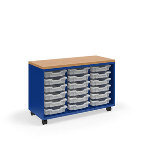 Ruckus Tote Storage with Laminate Top, Short 3-Column Open Unit with (18) 3" Totes, FREE SHIPPING