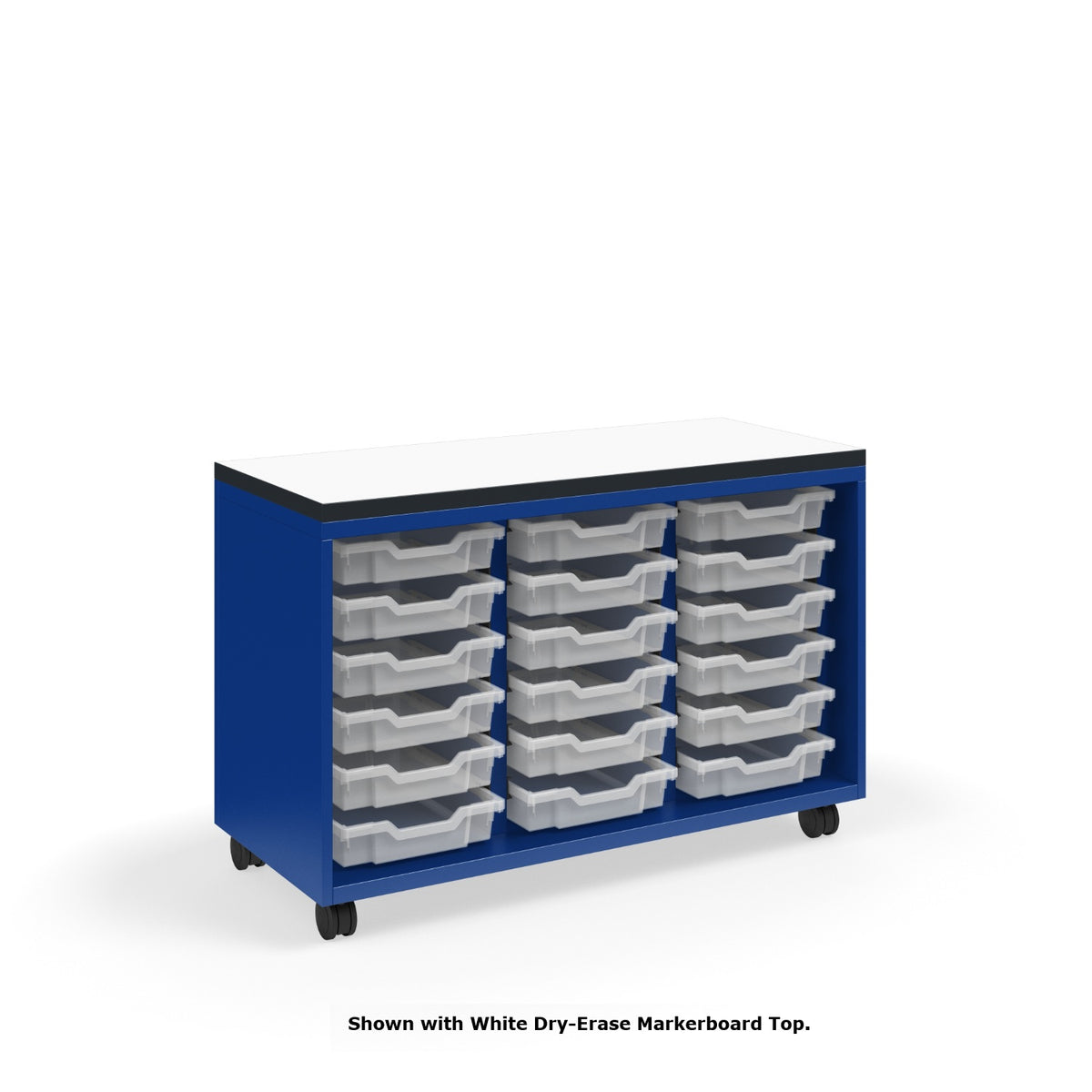 KI Ruckus Tote Storage with Laminate Top, Short 3-Column Open Unit with (18) 3" Totes, FREE SHIPPING